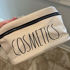 White Cosmetics Bag with Black Zipper
